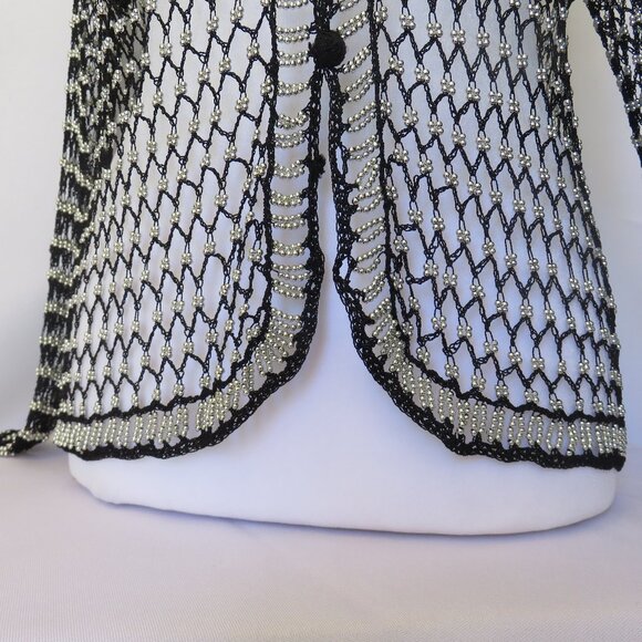 Black and Silver Beaded Slinky Net Sweater Cardigan Evening Wear..........1124 - Picture 3 of 10